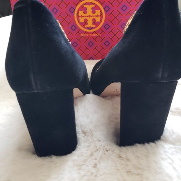 NIB Tory Burch Elizabeth 85mm Round Toe Suede Pump Black Size 5.5M - Picture 5 of 10